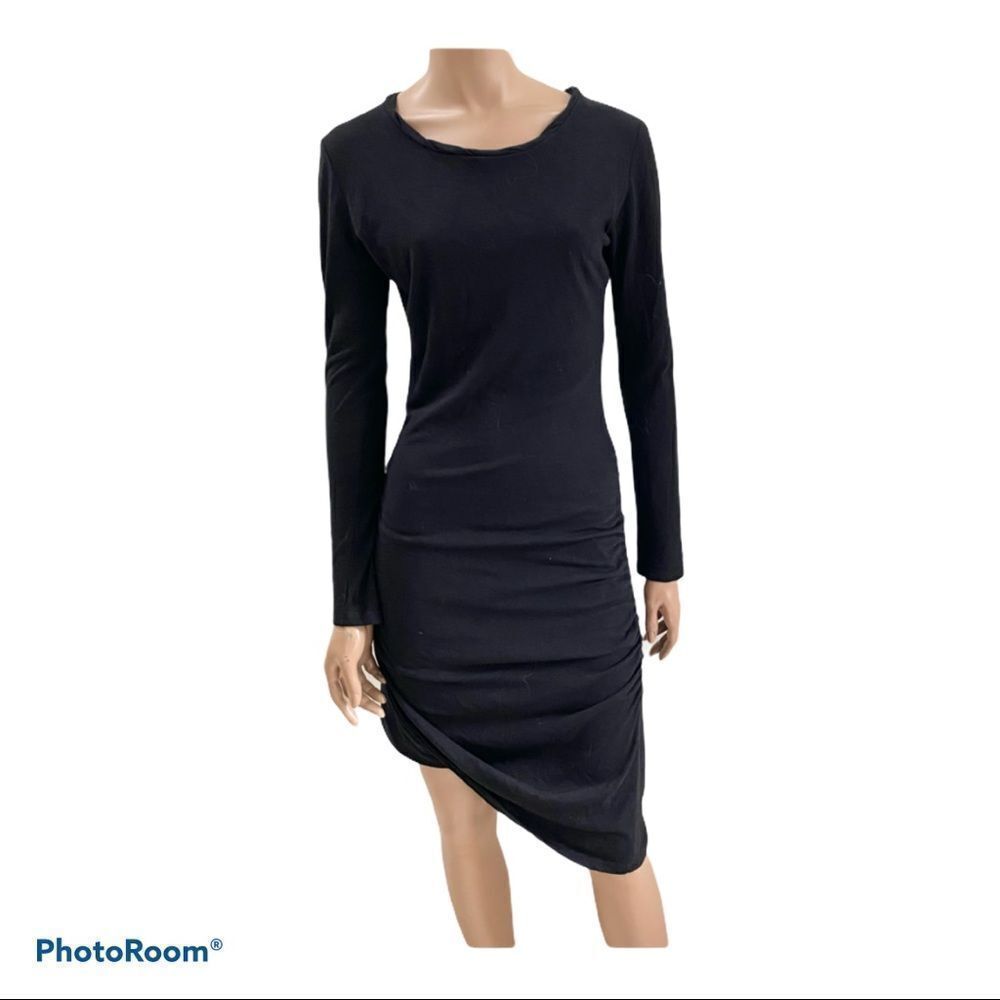 Pam & Gela Black Long Sleeve Asymmetrical Dress M
